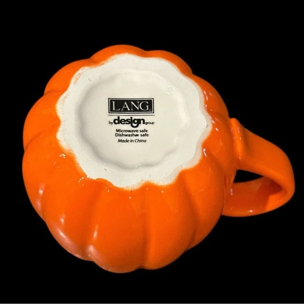 Lang Smiling Pumpkin Jack-o'-Lantern Orange & Black Mug Coffee Cup New - Picture 4 of 4